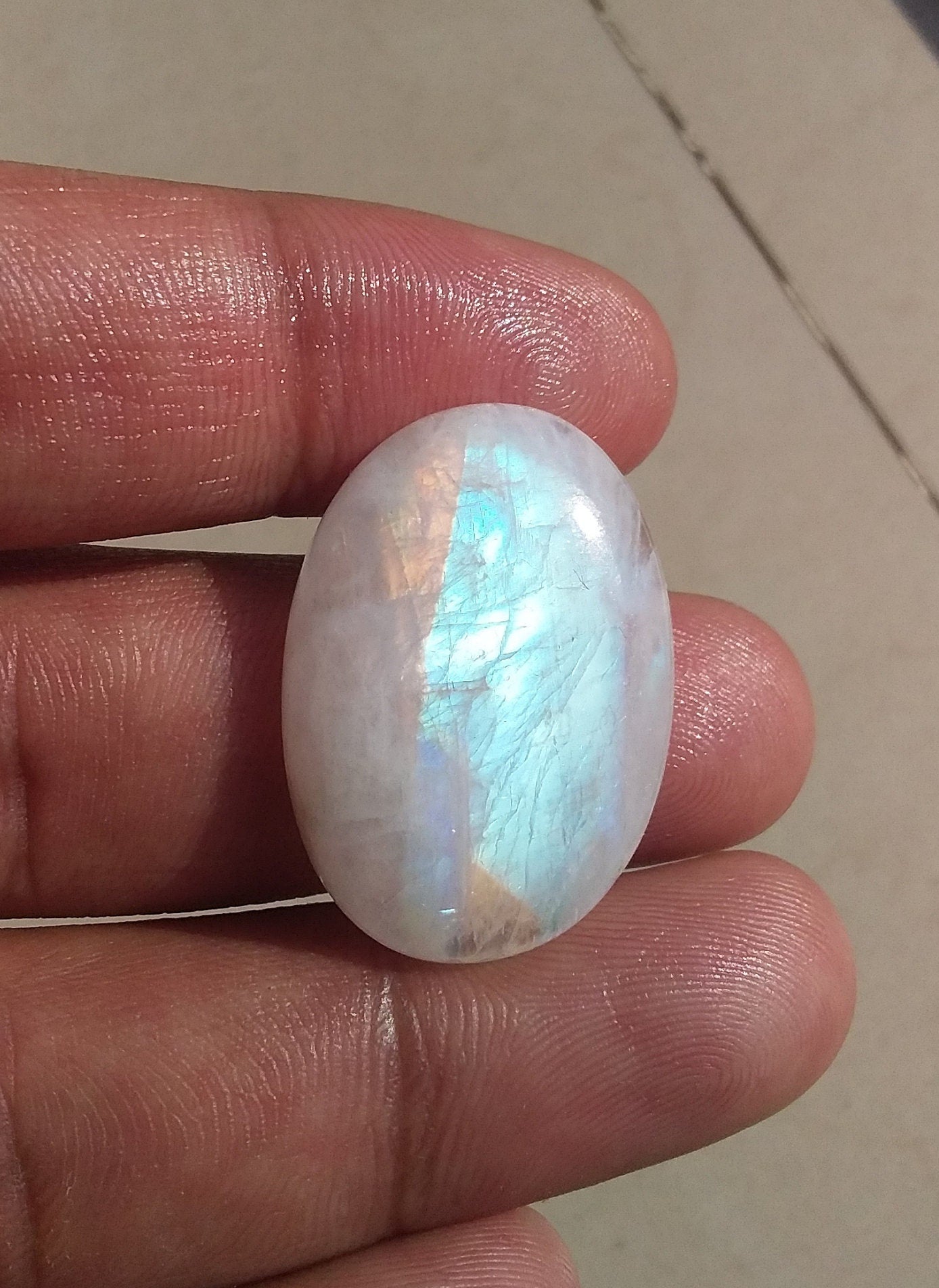Loose Moonstone, Natural Rainbow Moonstone, Oval Shape Gemstone, Blue Fire Cabochon Stone, Semi Precious Loose Gemstone for Jewelry Making