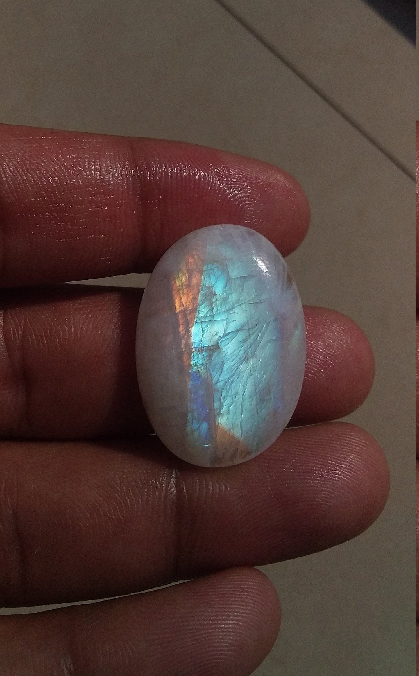 Loose Moonstone, Natural Rainbow Moonstone, Oval Shape Gemstone, Blue Fire Cabochon Stone, Semi Precious Loose Gemstone for Jewelry Making
