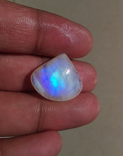 Natural Rainbow Moonstone, Pear Shape Blue Fire Cabochon Stone, Semi Precious Loose Gemstone, Pear Cabochon Moonstone 21x19x7 MM 20 Cts