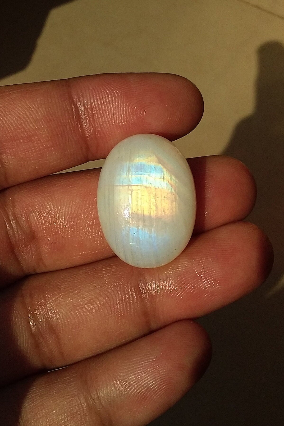 Multi Fire Cabochon Rainbow Moonstone, Both Side Flash Moonstone, Oval Shape Moonstone, 39.50 Cts 25.5x19x9.5 MM
