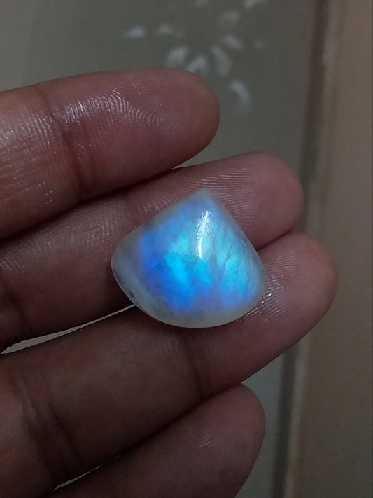 Natural Rainbow Moonstone, Pear Shape Blue Fire Cabochon Stone, Semi Precious Loose Gemstone, Pear Cabochon Moonstone 21x19x7 MM 20 Cts