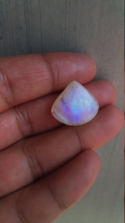 Natural Rainbow Moonstone, Pear Shape Blue Fire Cabochon Stone, Semi Precious Loose Gemstone, Pear Cabochon Moonstone 21x19x7 MM 20 Cts