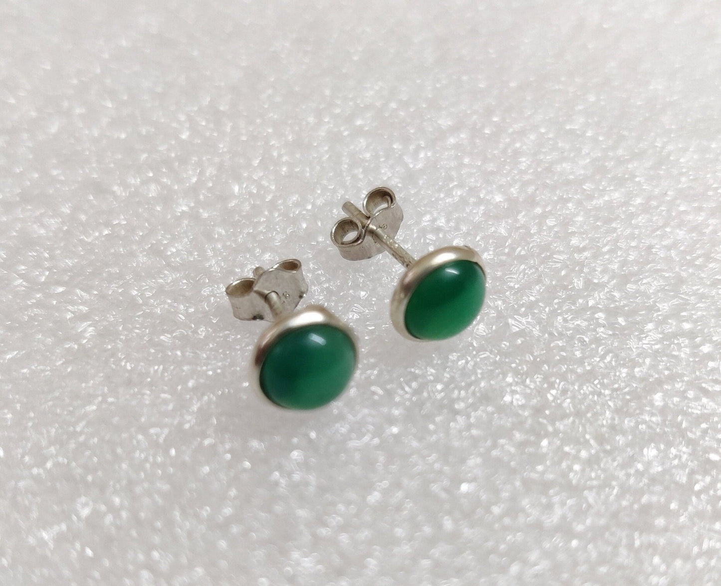 Green Onyx Stud Earrings, 925 Sterling Silver Studs, Green Gemstone Tiny Studs, Emerald Green Earrings, Daily wear Jewelry, Gift for Her
