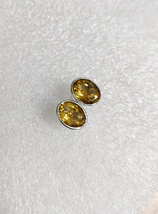 Yellow Citrine Stud Earrings, Sterling Silver Studs, Citrine Jewelry, Dainty Stud Earrings, Small Studs, Gift for her, November Birthstone