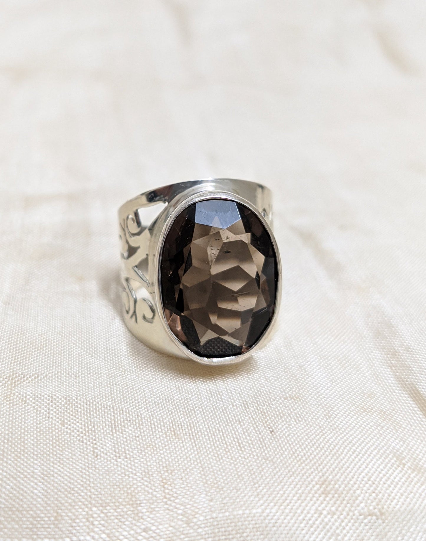 Natural Smoky Quartz Ring, 925 Sterling Silver Quartz Gemstone Ring, June Birthstone Ring, Smoky Quartz Jewelry, Healing Stone Ring Size 9