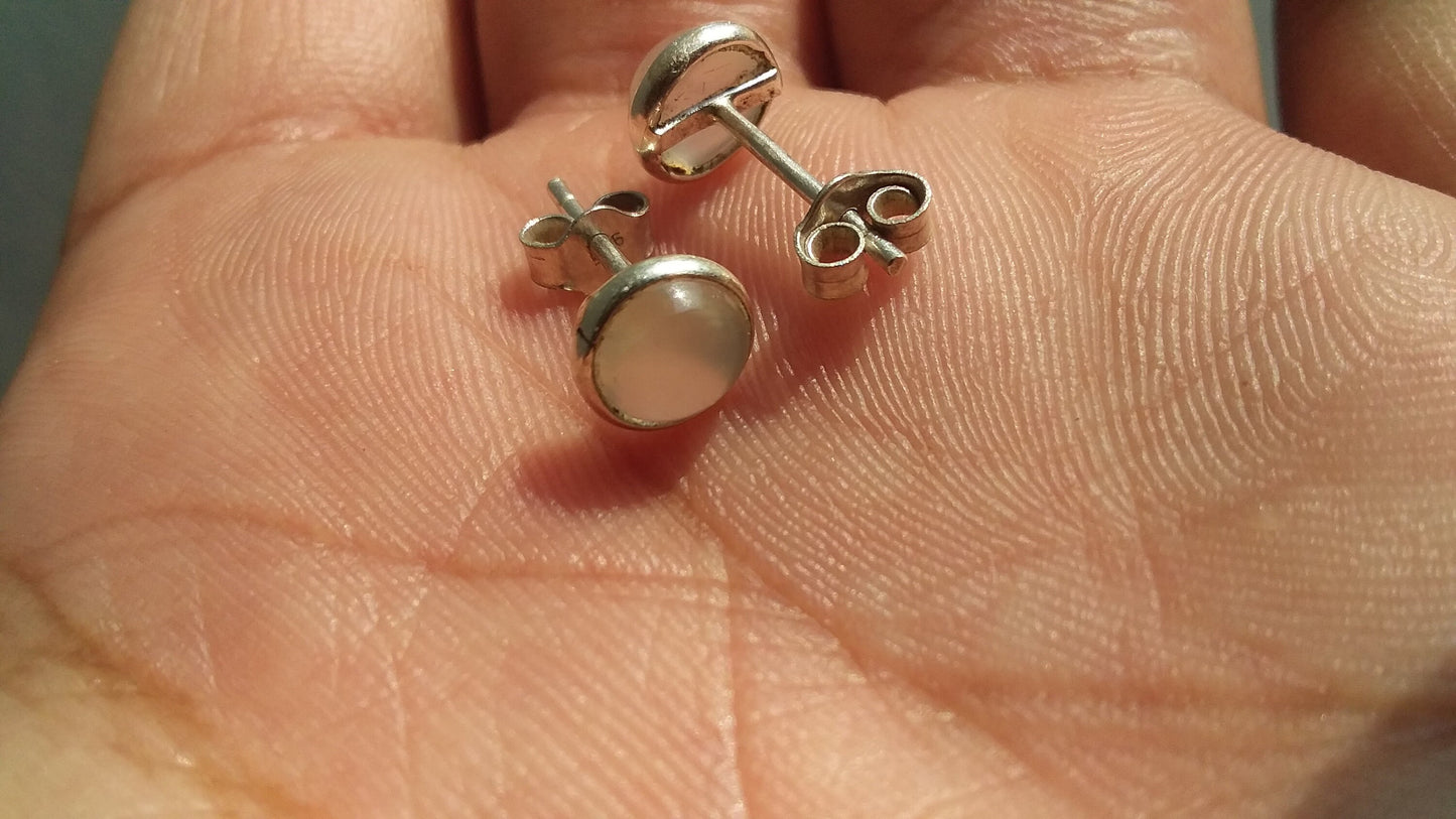 White Moonstone Sterling Silver Stud Earrings, Moonstone Earrings, Gemstone Stud Earrings, Daily Wear Earrings, Gift Idea for Girls