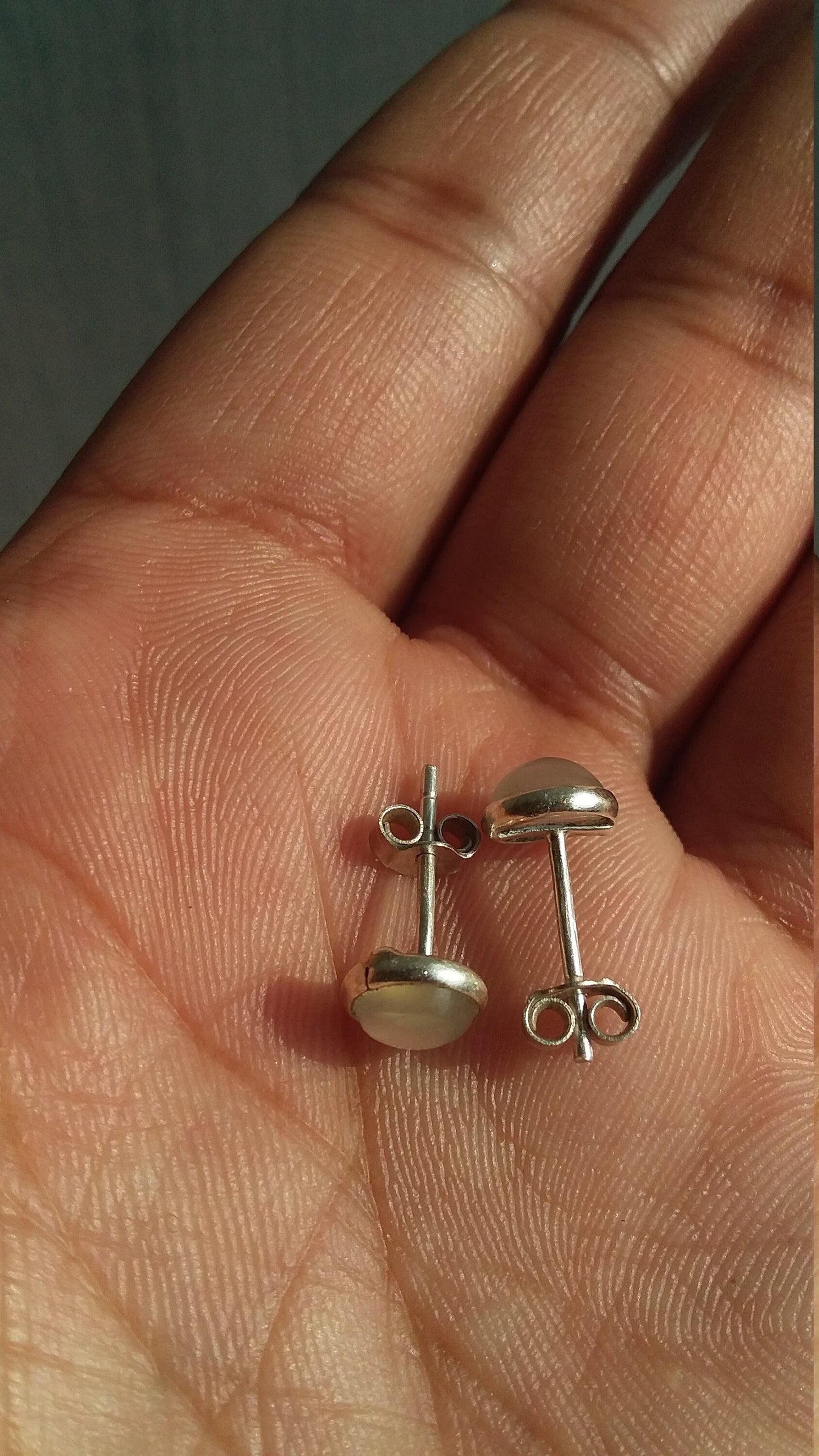 White Moonstone Sterling Silver Stud Earrings, Moonstone Earrings, Gemstone Stud Earrings, Daily Wear Earrings, Gift Idea for Girls