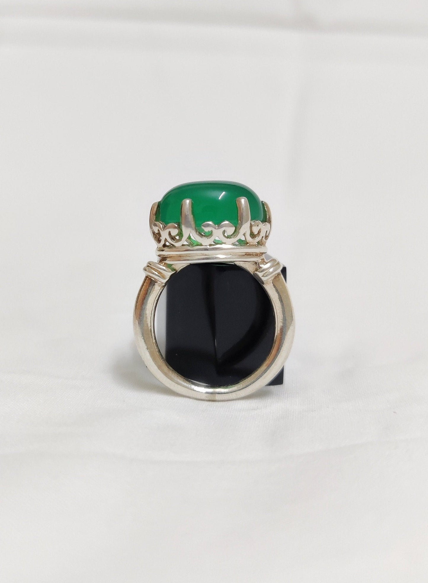 Natural Green Onyx Ring, Onyx Crown Ring, Handmade 925 Silver Ring, Boho Statement Ring, Oval Green Onyx Designer Ring, December Birthstone