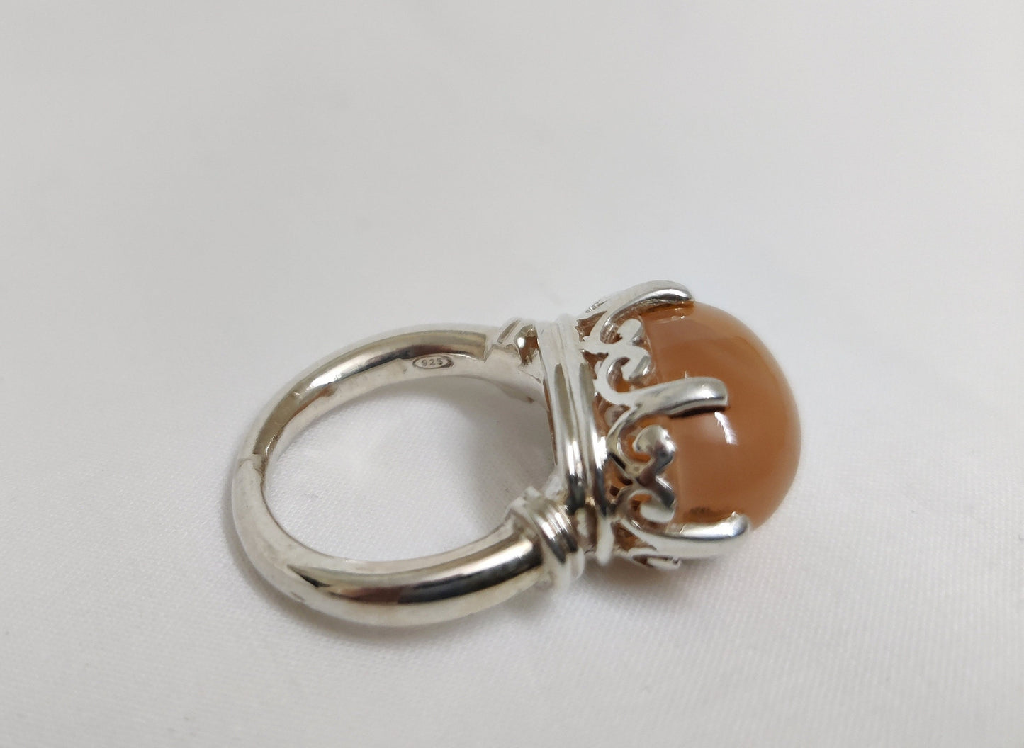 Natural Pink Moonstone Ring, Moonstone Silver Ring, 925 Silver, Prong Bezel Ring, Oval Moonstone, Boho Handmade Silver Ring, Statement Ring