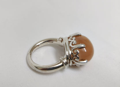 Natural Pink Moonstone Ring, Moonstone Silver Ring, 925 Silver, Prong Bezel Ring, Oval Moonstone, Boho Handmade Silver Ring, Statement Ring