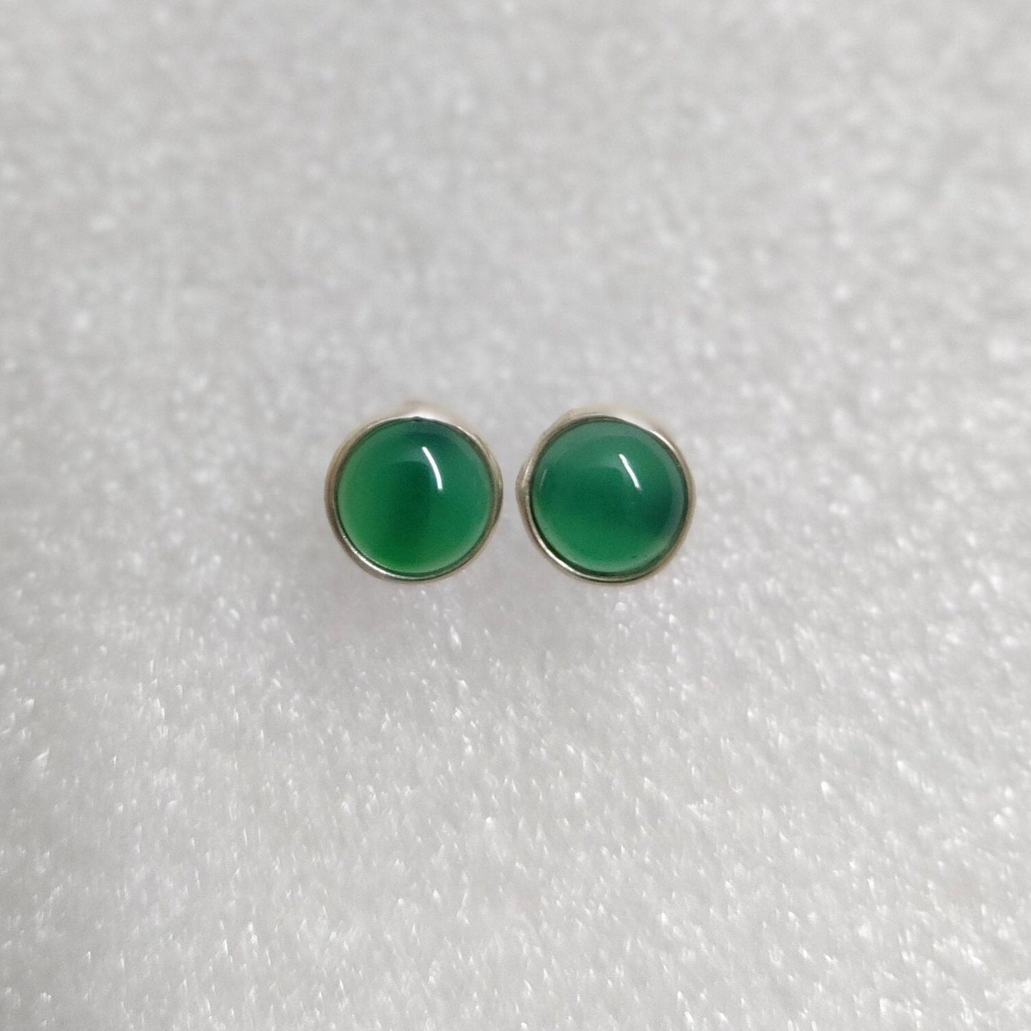 Green Onyx Stud Earrings, 925 Sterling Silver Studs, Green Gemstone Tiny Studs, Emerald Green Earrings, Daily wear Jewelry, Gift for Her