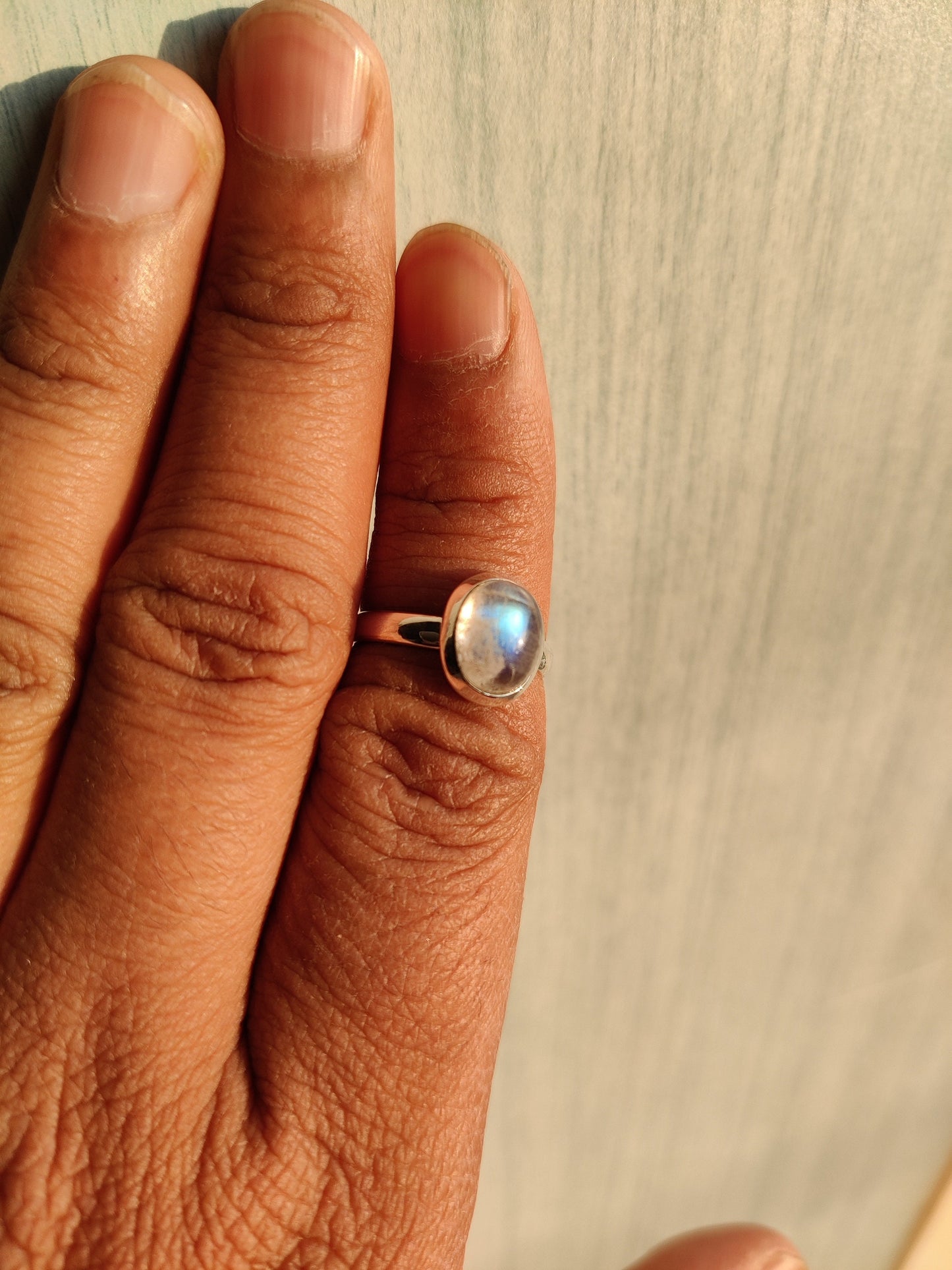 Natural Rainbow Moonstone Ring, 925 Sterling Silver Ring, Blue Flash Moonstone Jewelry, Silver Moonstone Ring, Moonstone Ring for Women