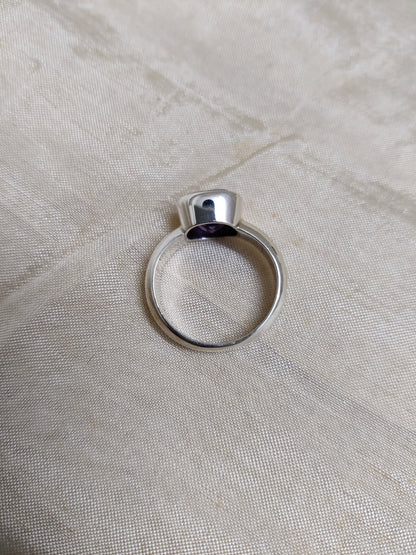 Natural Amethyst 925 Sterling Silver Handmade Ring, Healing Crystal Ring, February Birthstone Jewelry, Purple Stone Ring Size 6 & 7