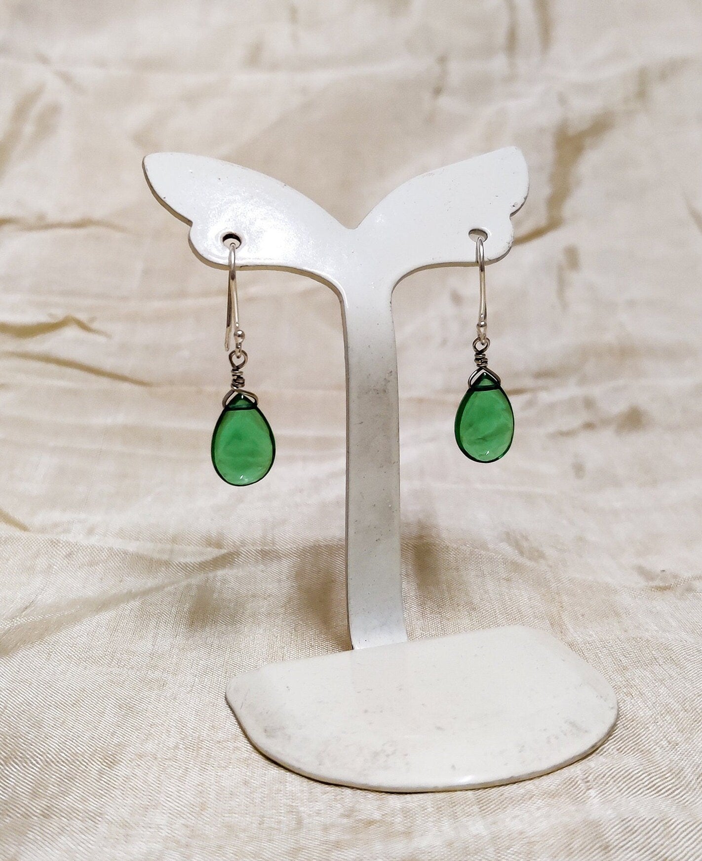 Green Hydro Glass Earrings, 925 Sterling Silver Earrings, Green Gemstone Earrings, Drops Earrings, Everyday earrings