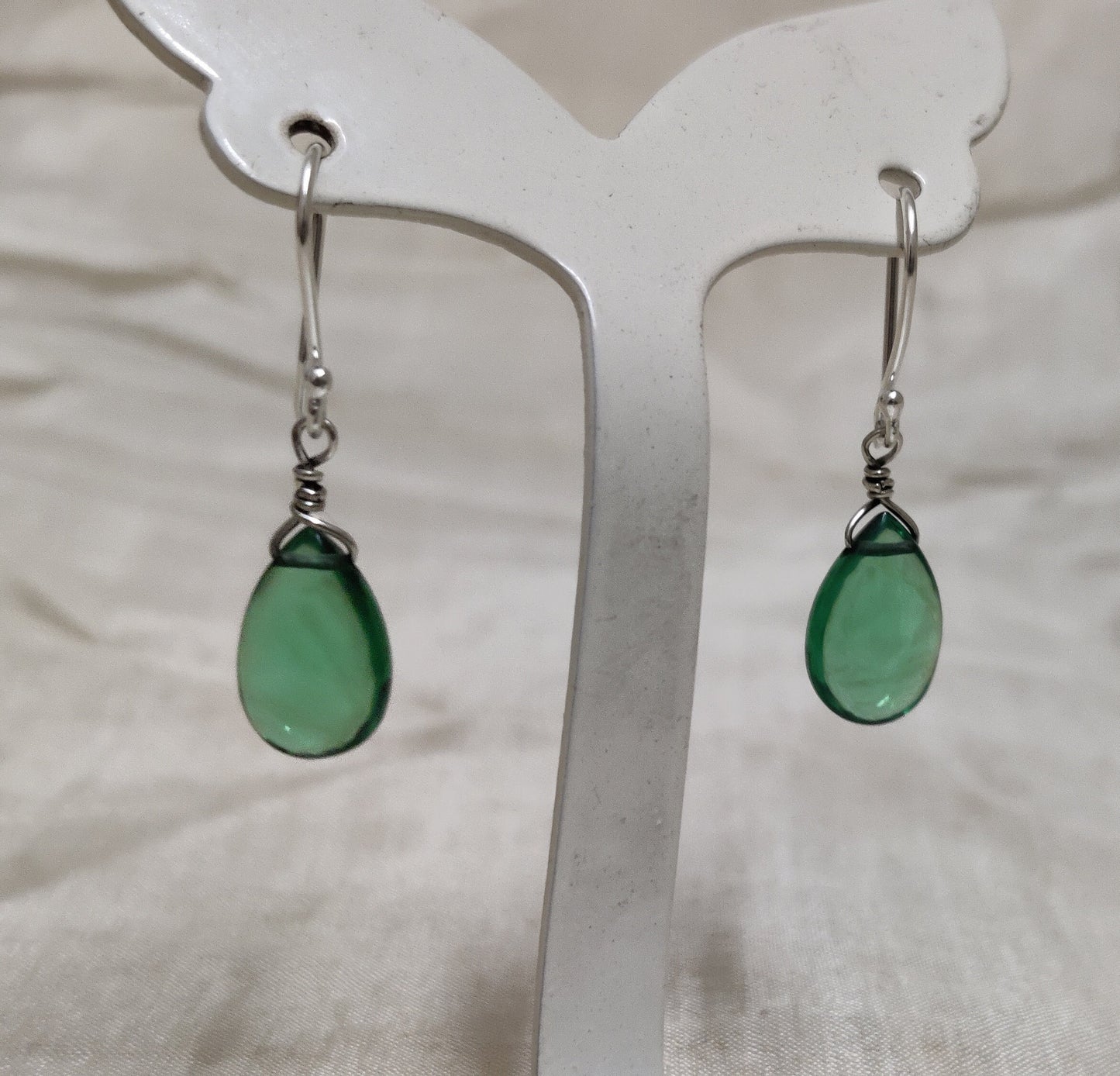 Green Hydro Glass Earrings, 925 Sterling Silver Earrings, Green Gemstone Earrings, Drops Earrings, Everyday earrings