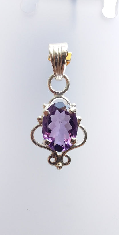 Natural Amethyst Pendant, 925 Sterling Silver Pendant, Purple Gemstone Pendant, Small Pendant, Pendant for Her, Birthday Gift