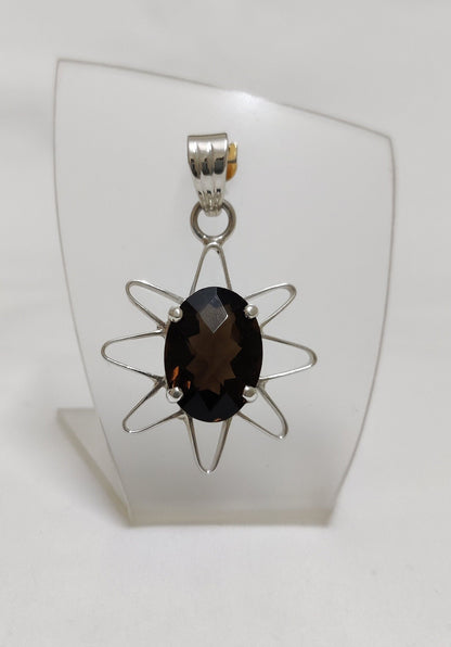 Natural Smoky Quartz Pendant, 925 Sterling Silver Pendant, Handmade Pendant, Smoky Quartz Jewelry, Star Shape Jewelry, Healing Crystal