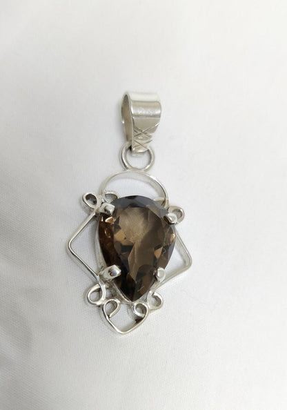 Smoky Quartz Pendant, 925 Silver Pendant, Natural Gemstone Pendant, Gift Idea for Women, Quartz Jewelry, Pear Shape Pendant