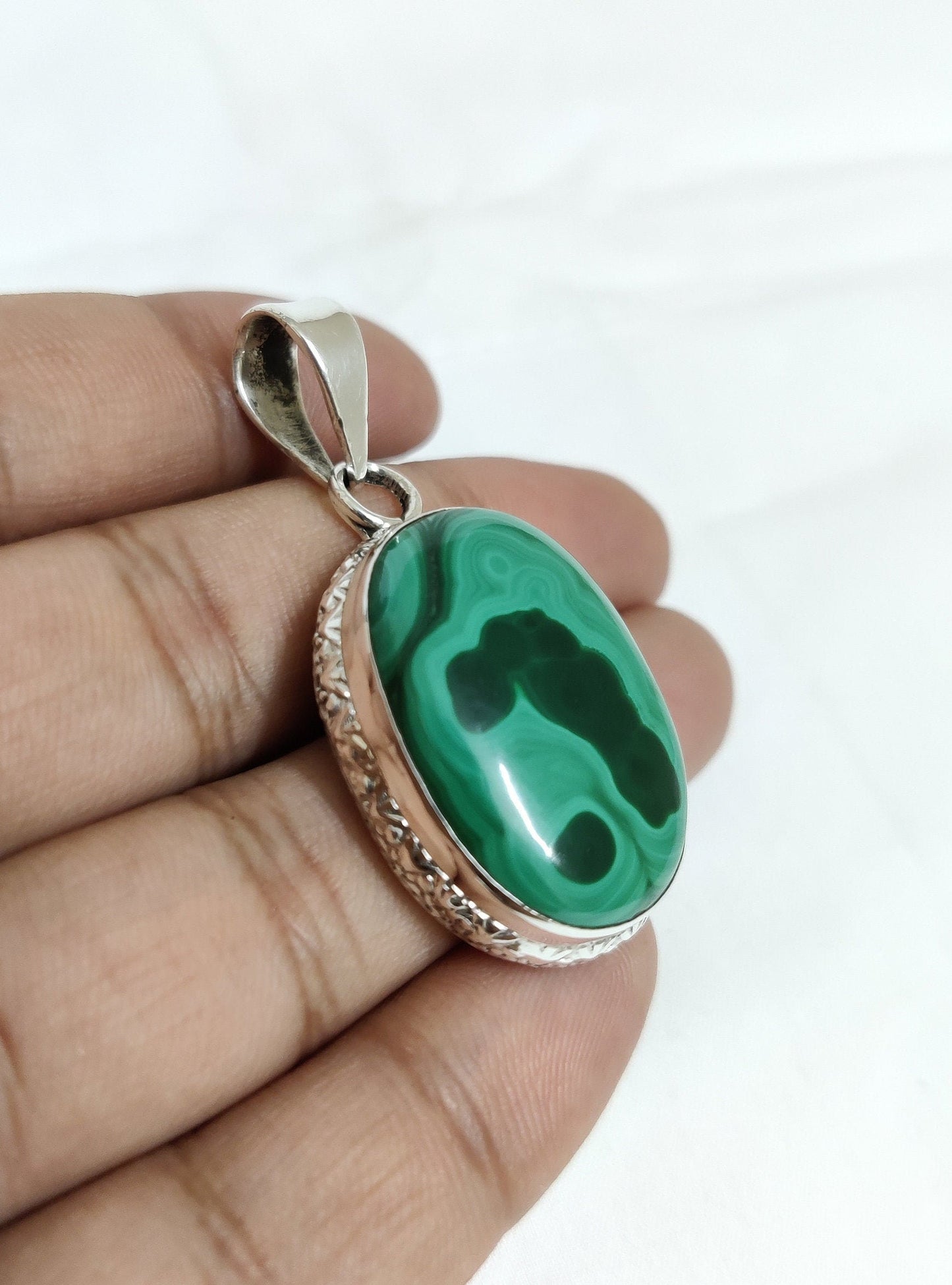 Natural Malachite Pendant, 925 Silver Pendant, AAA Quality Gemstone Pendant, Handmade Necklace Pendant, Malachite Jewelry, Bride Pendant