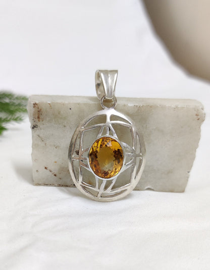 Citrine Hydro Pendant, 925 Sterling Silver Pendant, Handmade Jewelry, Citrine Jewelry,  Yellow Gemstone Pendant, November Birthstone