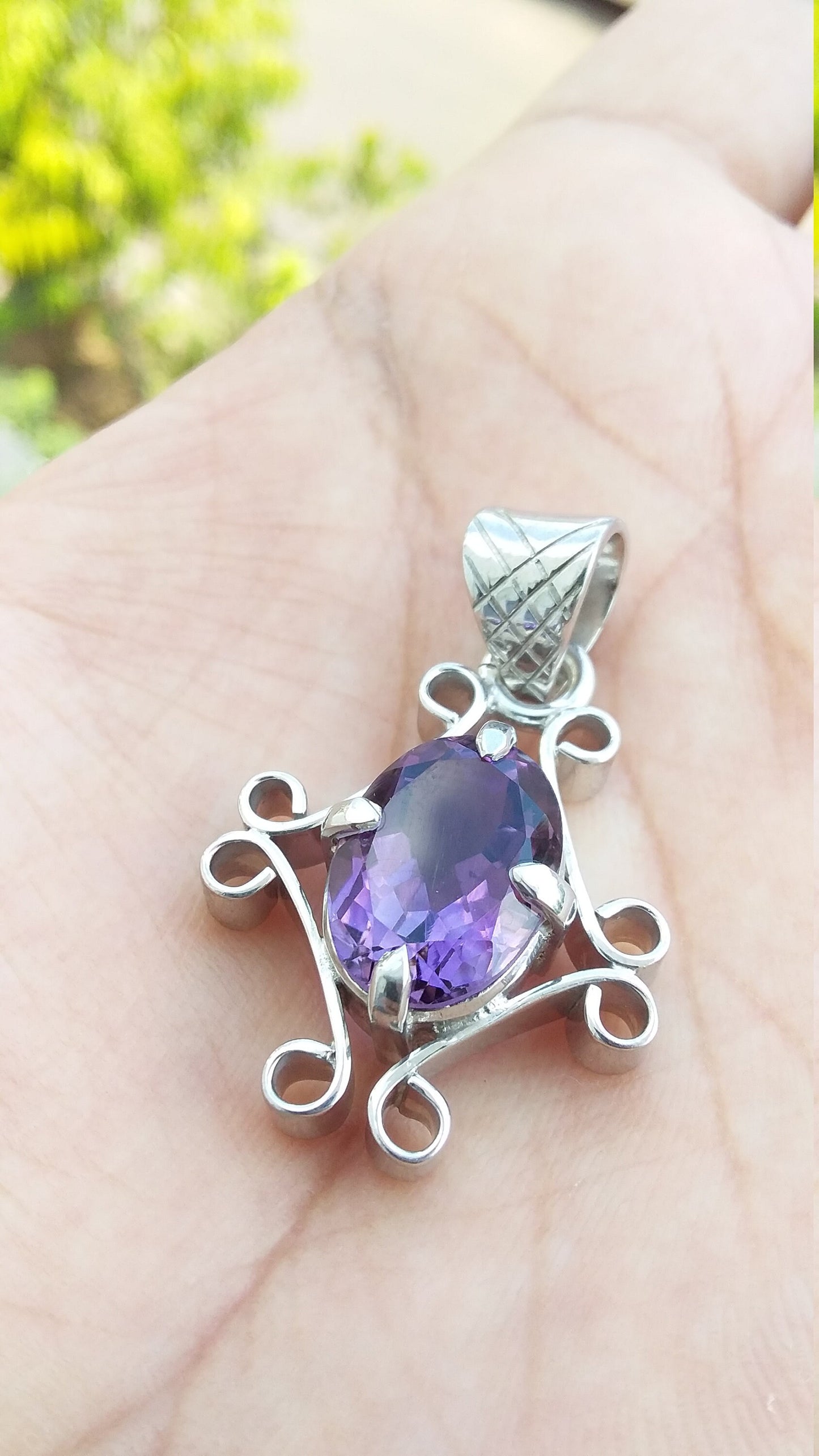 Natural Amethyst Pendant, 925 Sterling Silver Handmade Pendant, Anniversary Pendant, Gift for Her, Purple Amethyst Jewelry, Designer Pendant