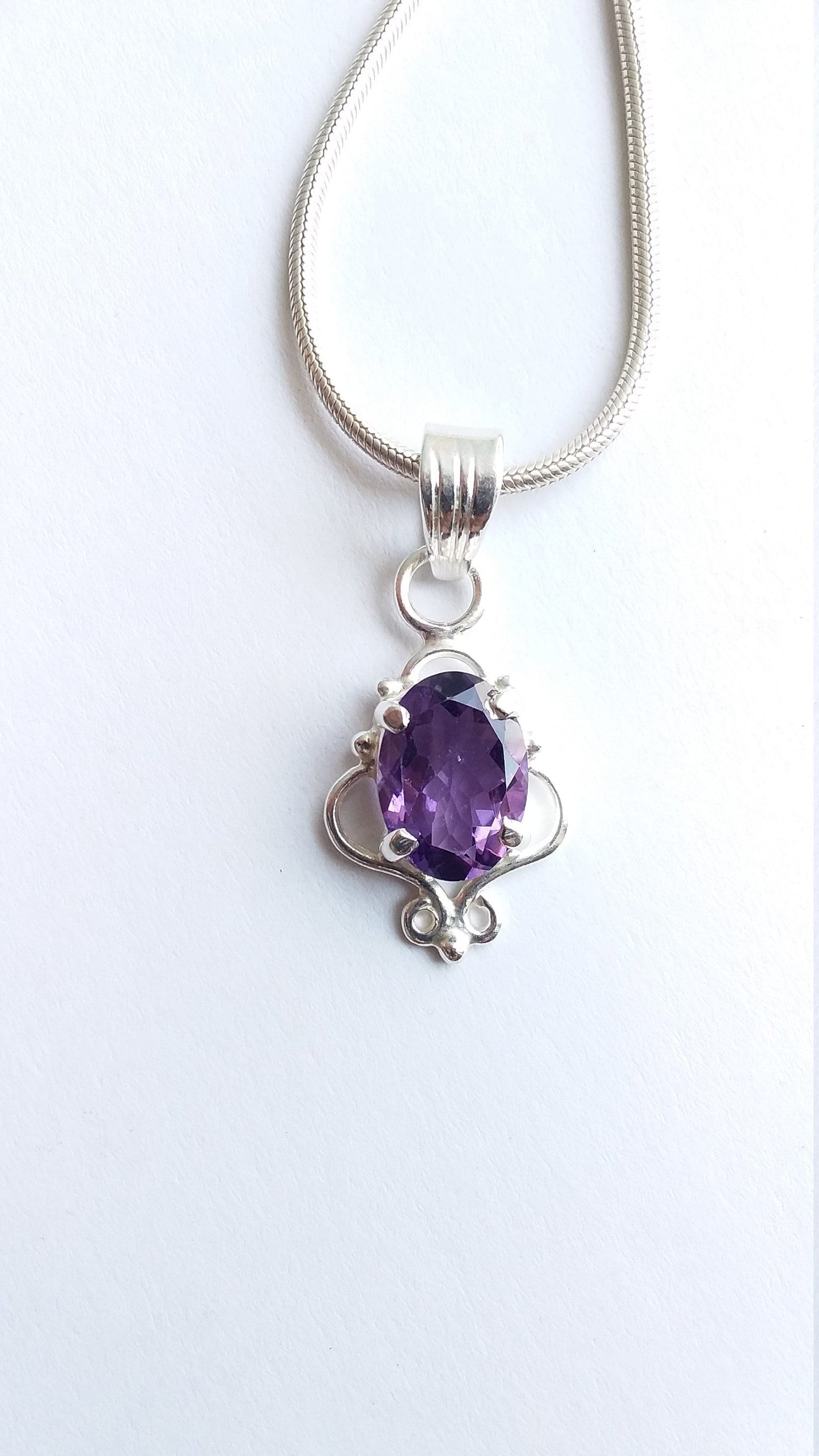 Natural Amethyst Pendant, 925 Sterling Silver Pendant, Purple Gemstone Pendant, Small Pendant, Pendant for Her, Birthday Gift