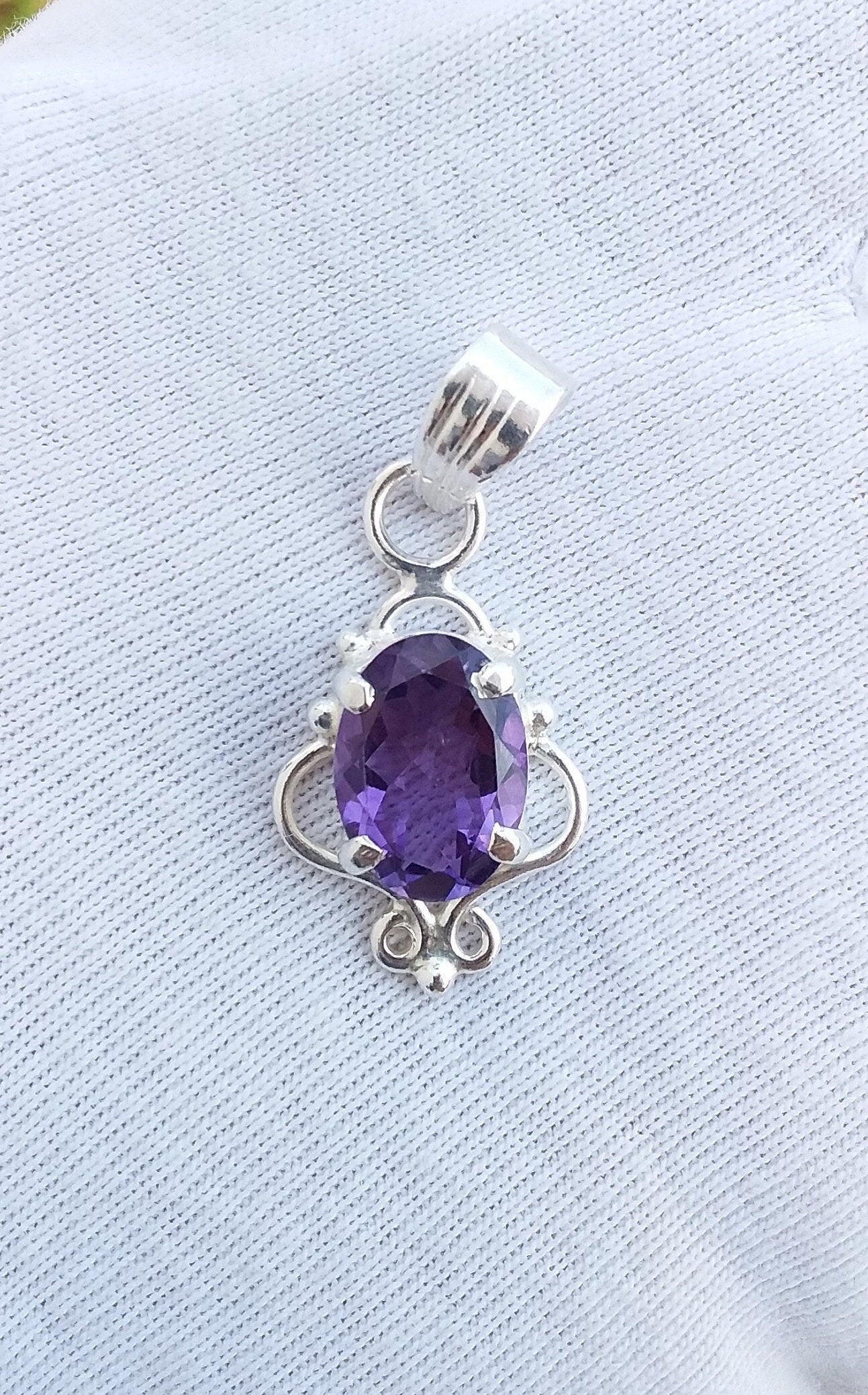 Natural Amethyst Pendant, 925 Sterling Silver Pendant, Purple Gemstone Pendant, Small Pendant, Pendant for Her, Birthday Gift