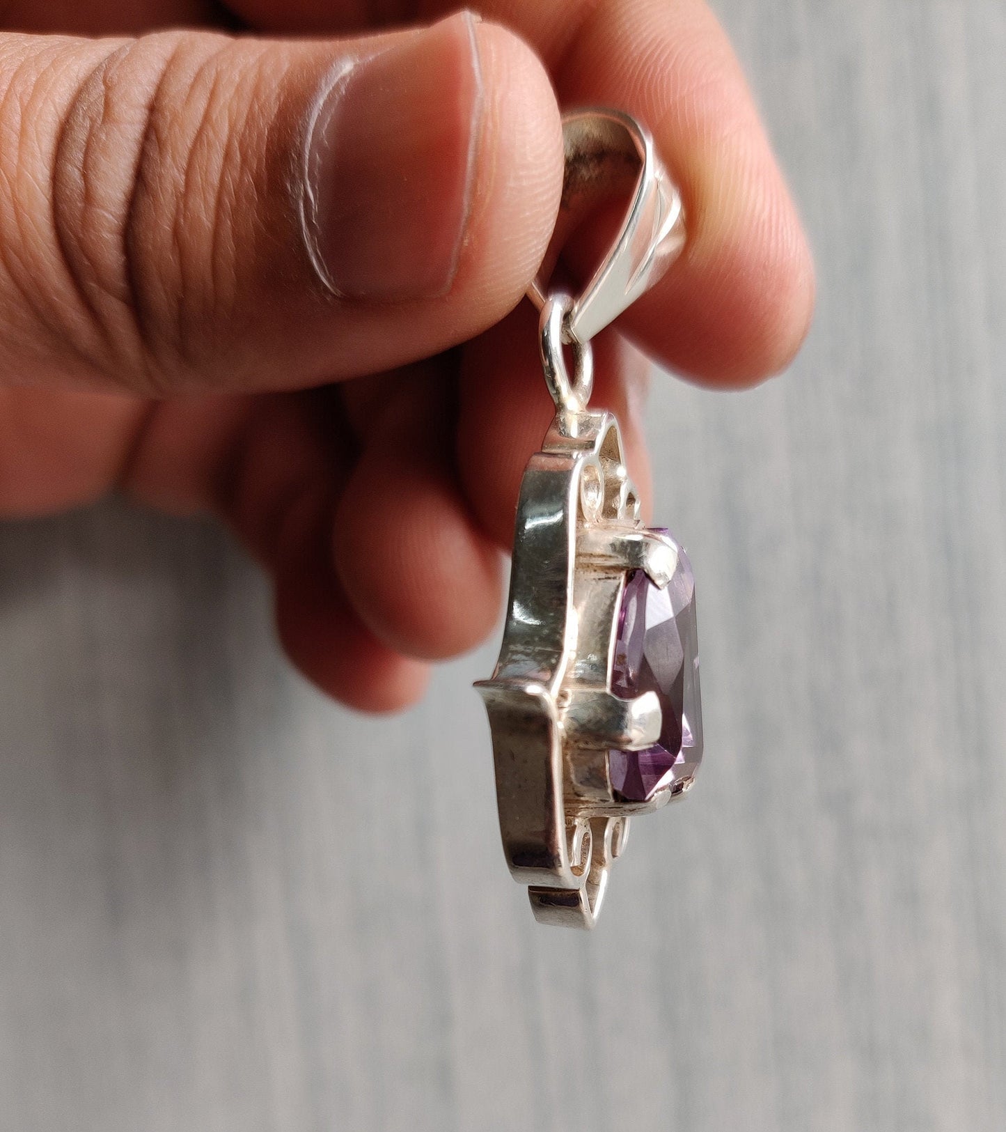 Genuine Amethyst Pendant, 925 Silver Handmade Pendant, Purple Amethyst Jewelry, Gemstone Pendant, Healing Crystal Necklace, Gift for Her