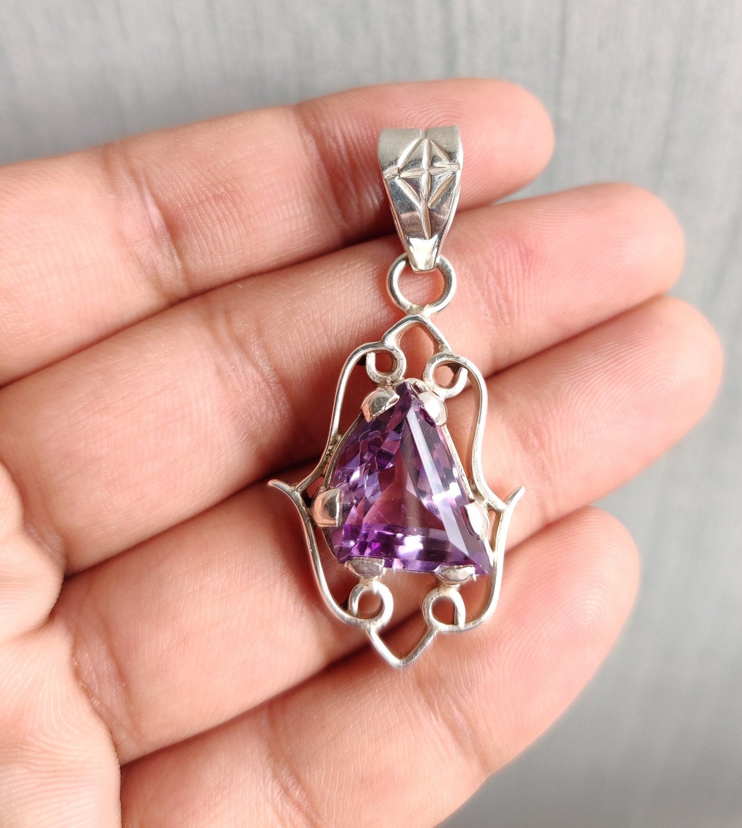 Genuine Amethyst Pendant, 925 Silver Handmade Pendant, Purple Amethyst Jewelry, Gemstone Pendant, Healing Crystal Necklace, Gift for Her