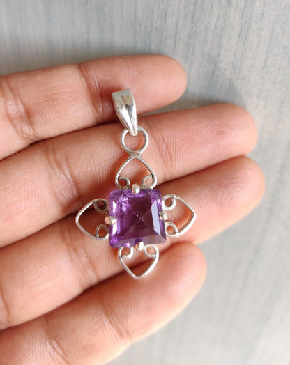 Natural Amethyst Pendant, 925 Silver Handmade Pendant, Amethyst Jewelry, Crystal Pendant, Healing Crystal Jewelry, Gift for Her