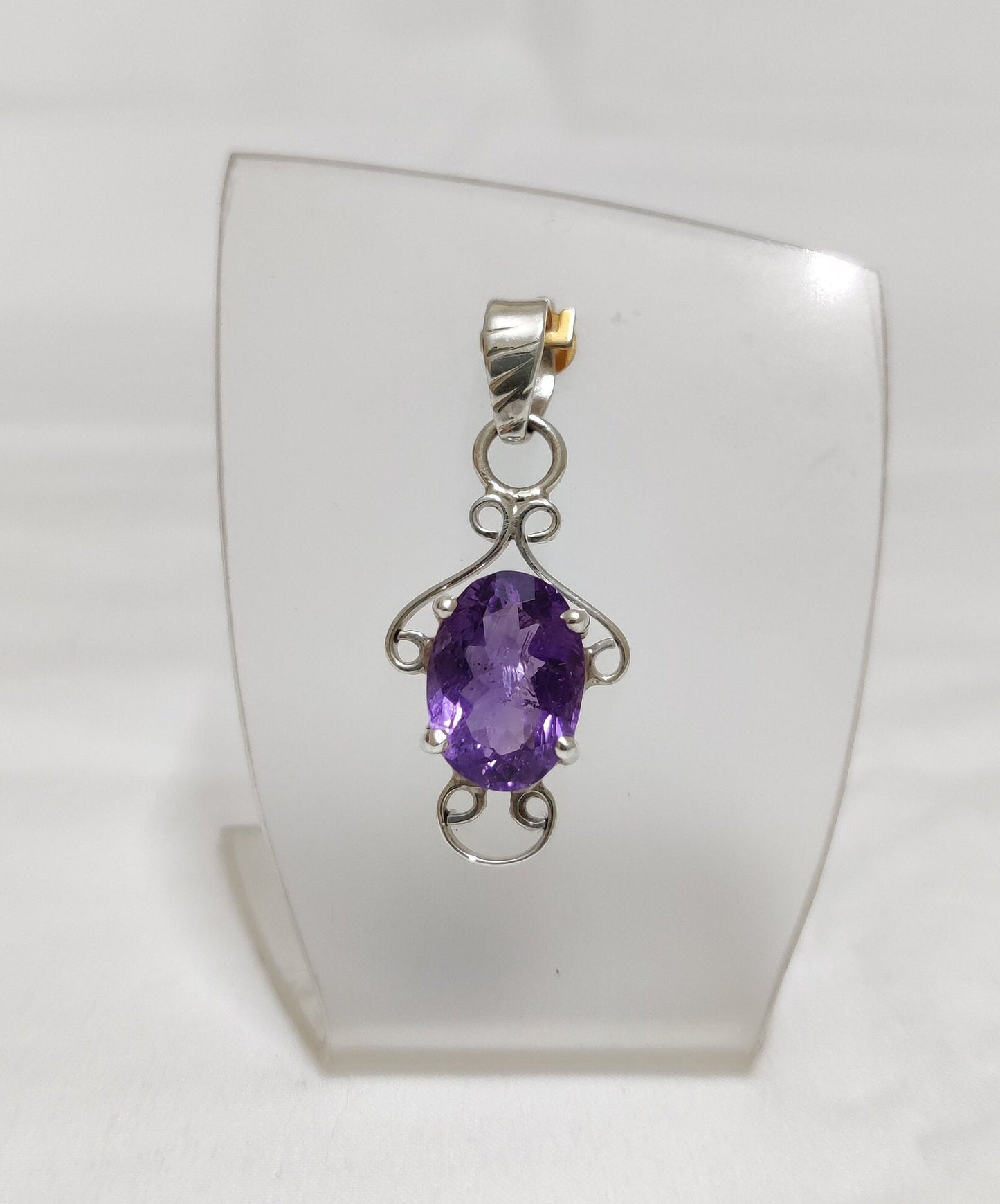 Purple Amethyst Pendant, 925 Sterling Silver Pendant, Amethyst Jewelry, Purple Stone Pendant, Fancy Shape Pendant, Stone of Energy