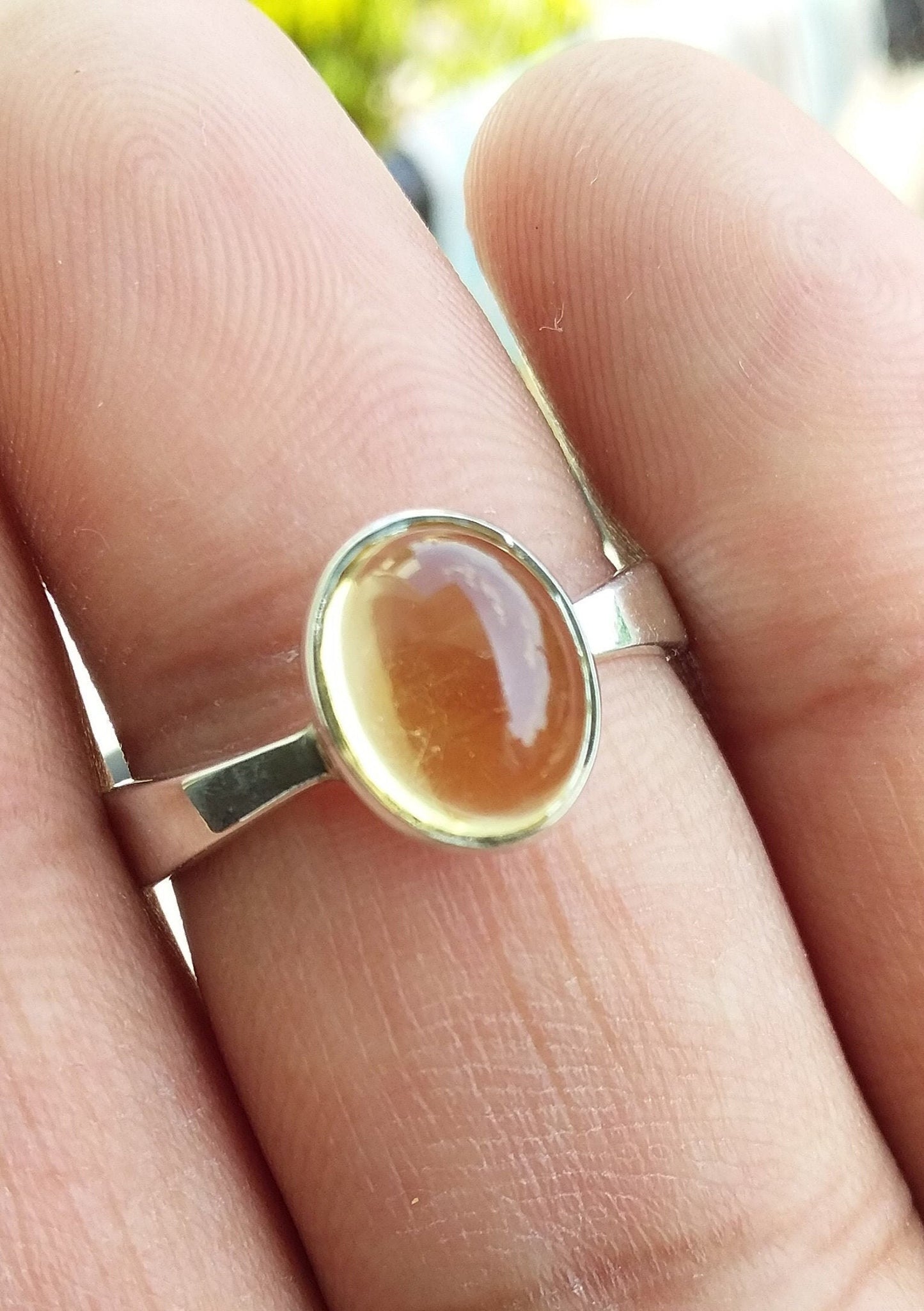 Citrine Ring for women, Natural Citrine Ring, Solid Sterling Silver Ring, Minimalist Ring for women, Yellow Stone Ring, Handmade Ring Size 8