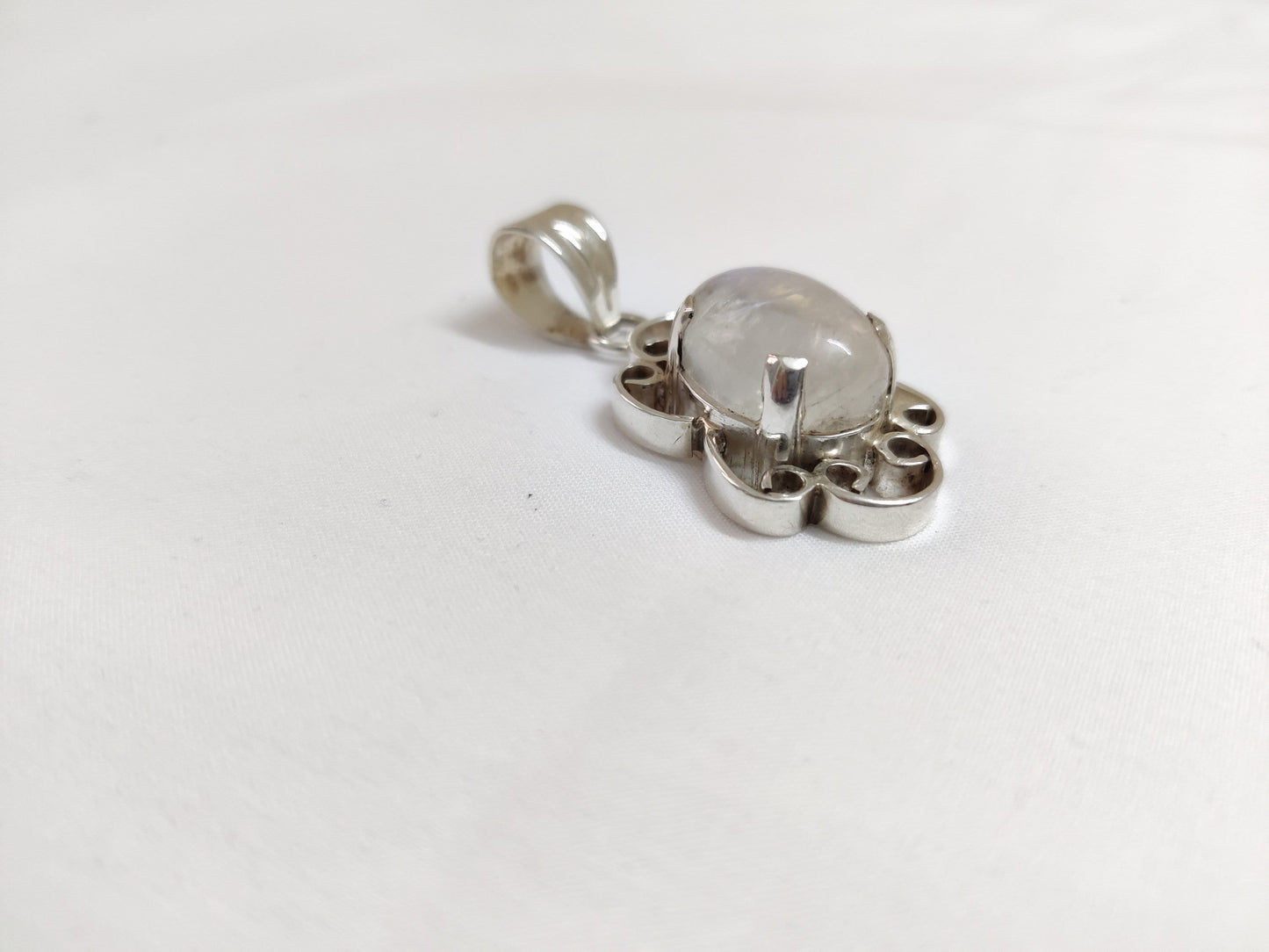 Blue Fire Moonstone Silver Pendant, Natural Rainbow Moonstone Pendant, 925 Sterling Silver Pendant, Birthstone Pendant, Handmade Jewelry