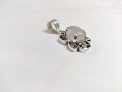 Blue Fire Moonstone Silver Pendant, Natural Rainbow Moonstone Pendant, 925 Sterling Silver Pendant, Birthstone Pendant, Handmade Jewelry