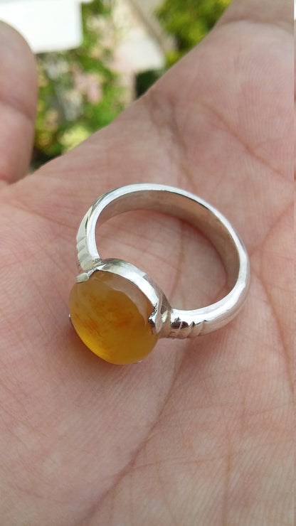 Carnelian Ring, 925 Sterling Silver Jewelry, Natural Stone Ring, Handmade Ring, Orange Stone Ring, Unisex Engagement Ring, Ring size 9