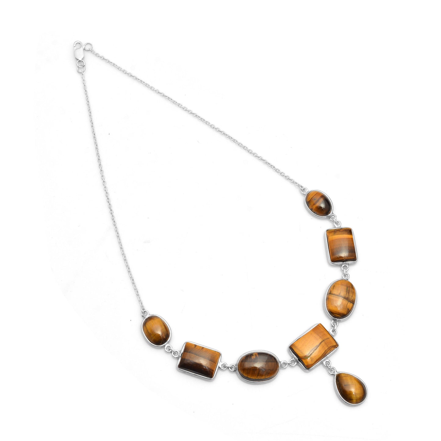Tiger Eye Necklace, 925 Sterling Silver Necklace, Healing Crystal Jewelry, Wedding Necklace, Reiki Healing Necklace, Gift for Her