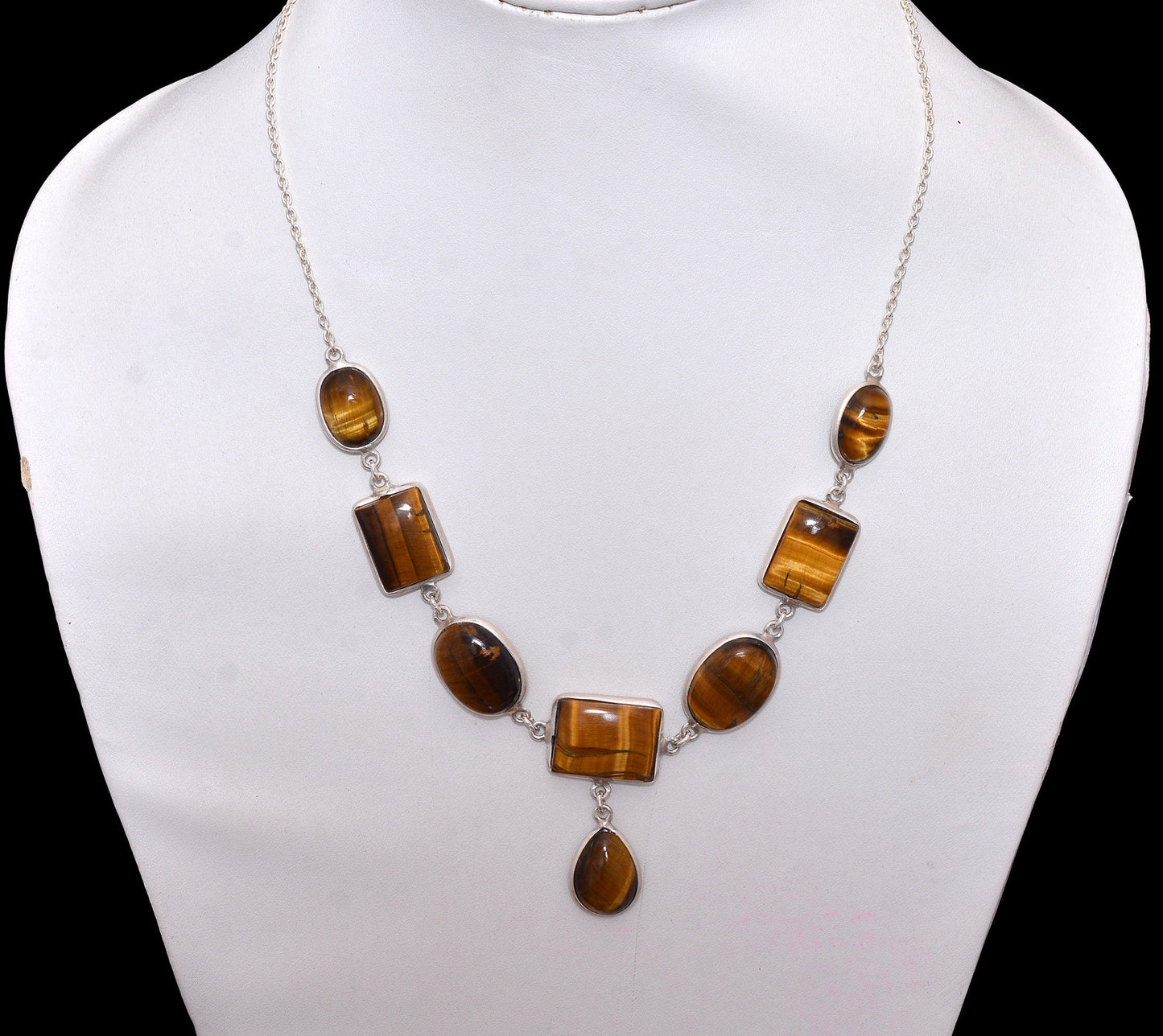 Tiger Eye Necklace, 925 Sterling Silver Necklace, Healing Crystal Jewelry, Wedding Necklace, Reiki Healing Necklace, Gift for Her