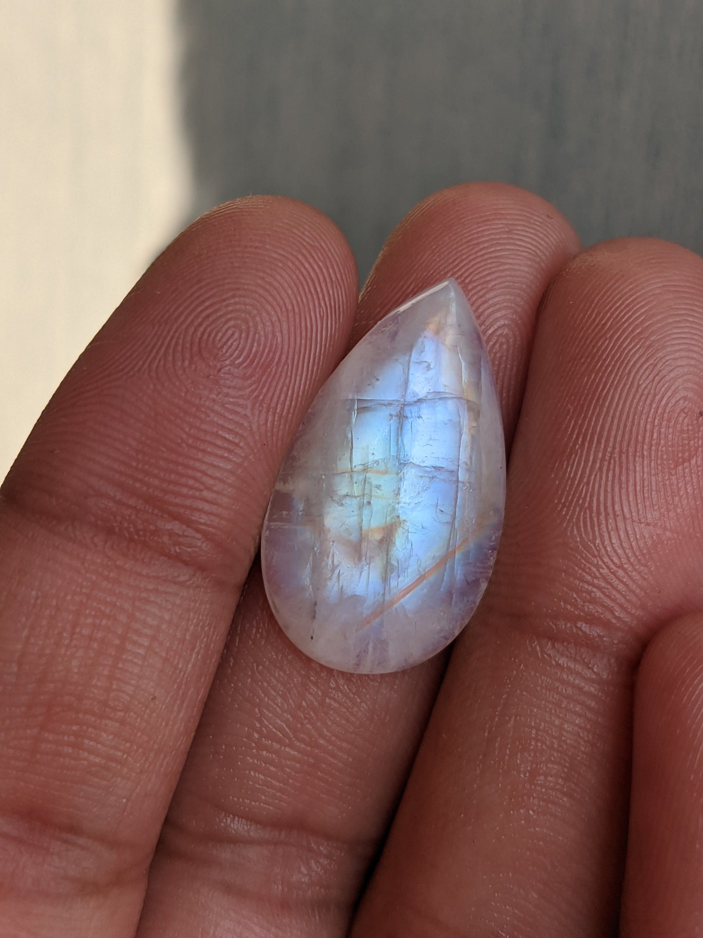 Natural Rainbow Moonstone Cabochon Gemstone, Blue Flashy Moonstone, Jewelry Making Stone, Pear Shape Gemstone, AAA Quality Stone 19 Cts