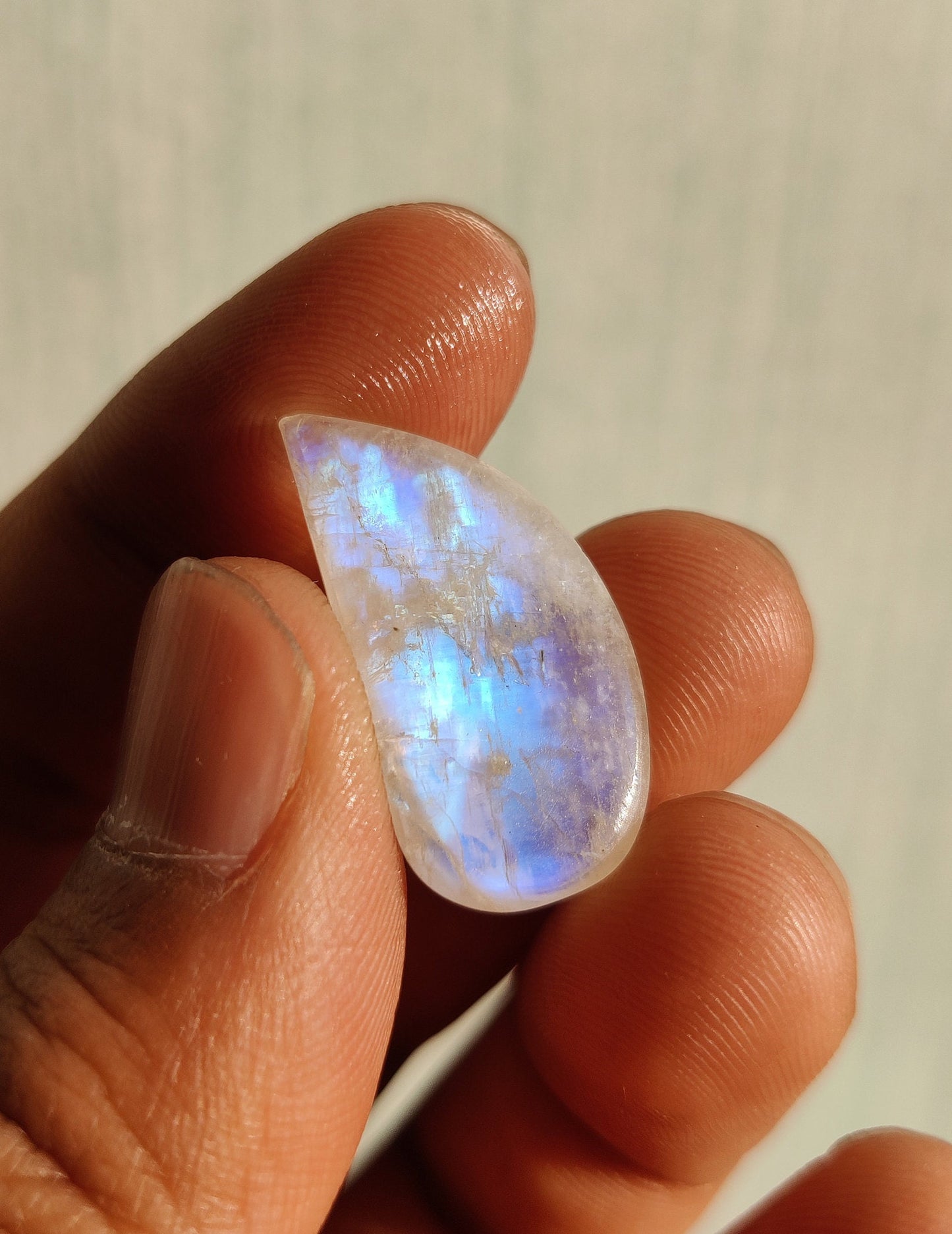 Rainbow Moonstone Cabochon, Natural Gemstone, Stone for Jewelry Making, Blue Flash Cabochon Moonstone, Free Shape Stone, 23.00 Cts