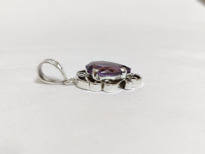 Natural Pear Shape Purple Amethyst, 925 Sterling Silver, Handmade Pendant, Small Silver Pendant, Natural Purple Gemstone, Women Jewelry