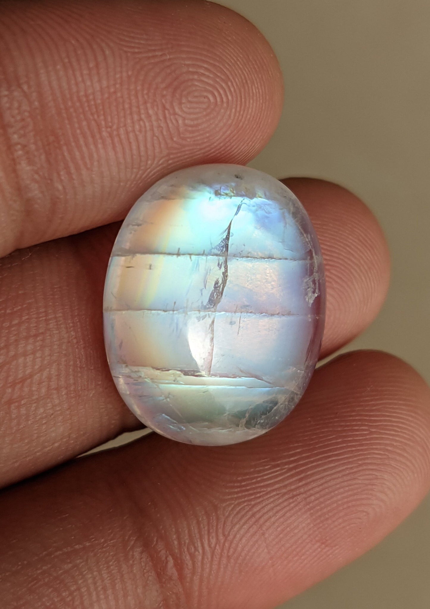 Rainbow moonstone cabochon, 100% Natural Egg Shape Rainbow Moonstone Loose Gemstone, Blue Flash Moonstone, Small Cabochon Stone, 19.50 Cts