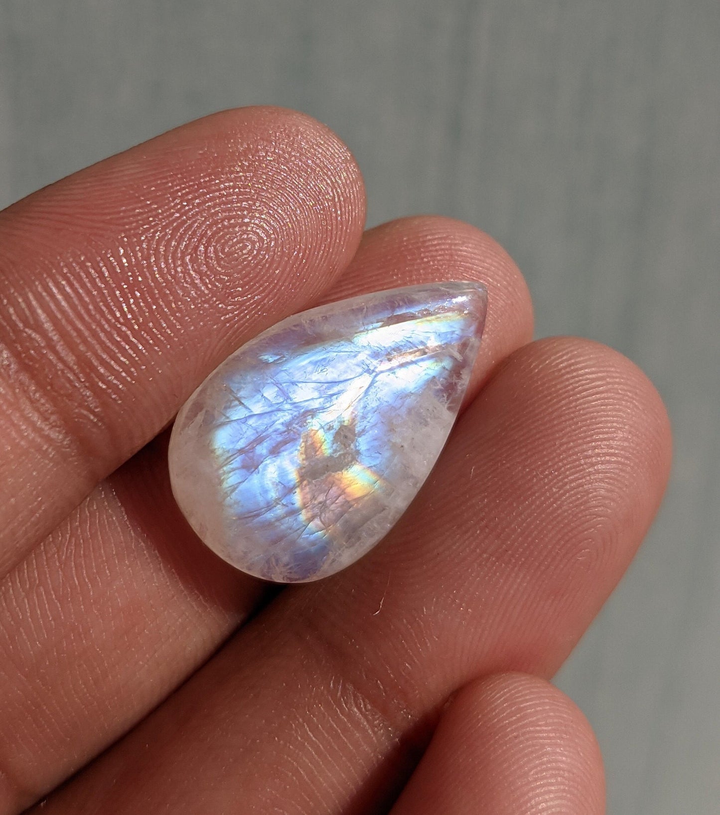 Top Quality Rainbow Moonstone Cabochon, Pear Shape Moonstone, Reiki Energy Blessed Stone, Jewelry Making Stone, 13.00 CTS 23.5x15x5 MM