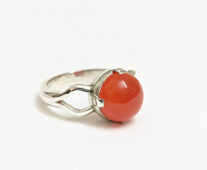 Carnelian Ring, 925 Sterling Silver Jewelry, Natural stone Ring, Orange Gemstone Ring, Handmade Ring, Gift for Her Women's Ring