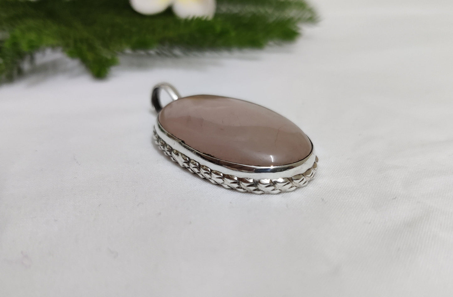 Natural Rose Quartz Pendant, Pink Healing Crustal Pendant, 925 Silver Pendant Necklace, Handmade Jewelry, Love Crystal, Gift for Girlfriend