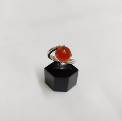 Genuine Carnelian Ring, 925 Sterling Silver Jewelry, Cabochon Stone Ring, Red Carnelian Jewelry, Alternative Engagement Ring, Gift for Women