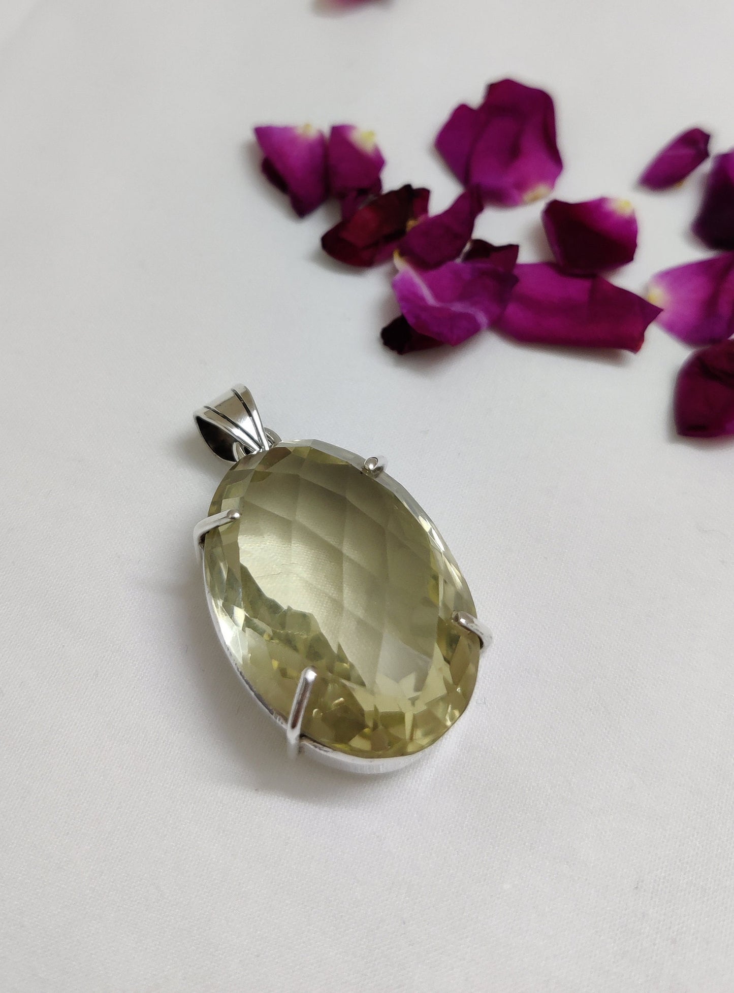 Lemon Topaz Pendant, 925 Sterling Silver, Yellow Gemstone Necklace, Handmade Jewelry, Topaz Jewelry, Faceted Stone Pendant, Women Jewelry