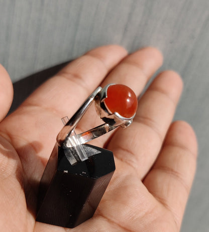 Sterling Silver Carnelian Ring, Orange Gemstone Ring, Wedding Jewelry for Women, Natural Stone Jewelry, Handmade gift for Her