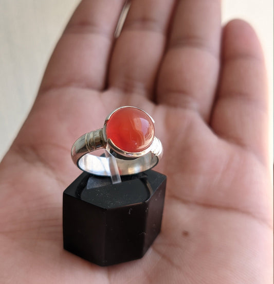 Genuine Carnelian Ring, 925 Solid Sterling Silver Jewelry, Orange Stone Jewelry, Engagement Ring, Proposal Ring for Her, Gift for Her