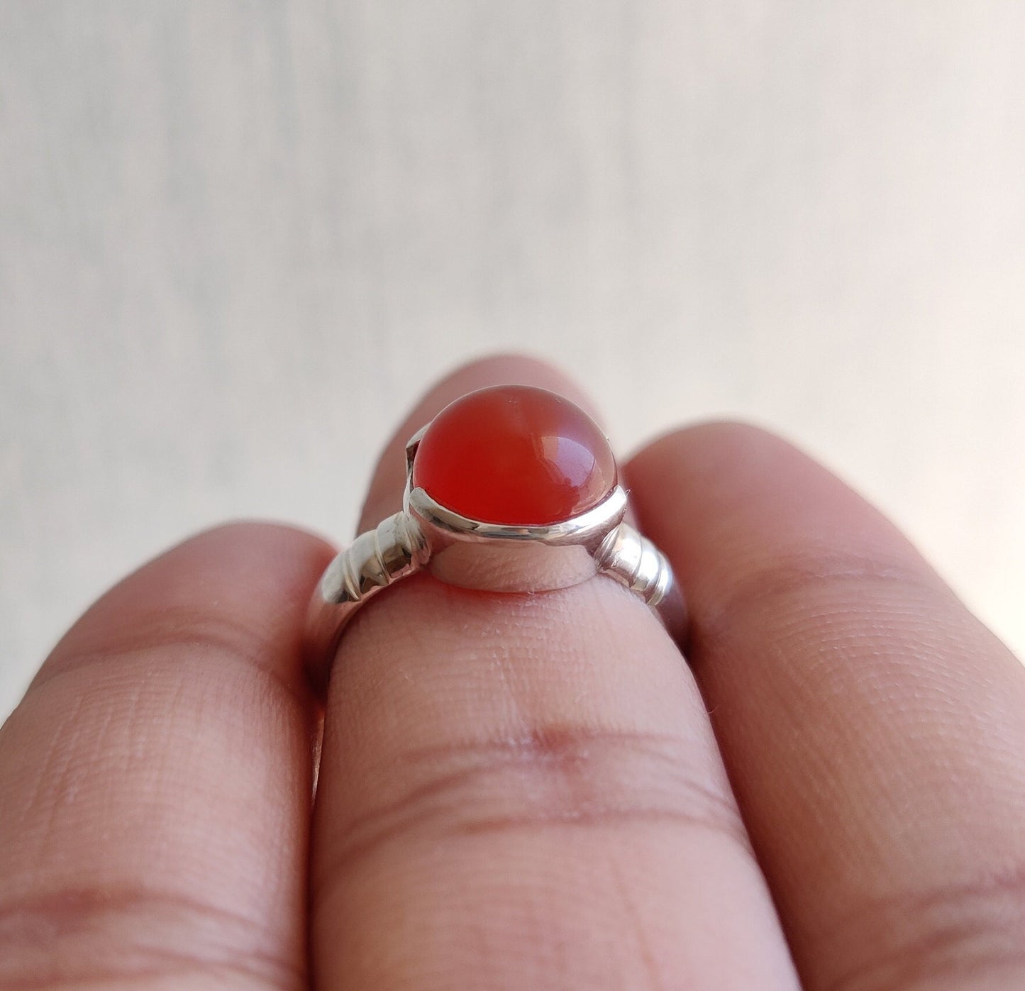 Genuine Carnelian Ring, 925 Solid Sterling Silver Jewelry, Orange Stone Jewelry, Engagement Ring, Proposal Ring for Her, Gift for Her