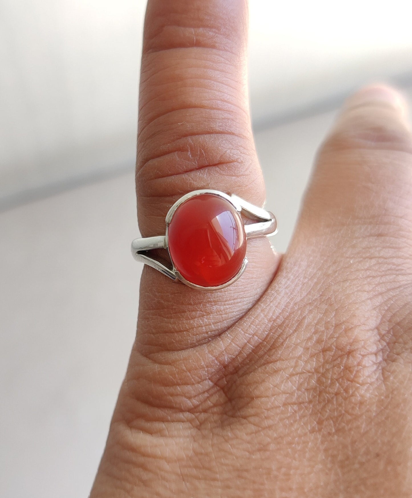 Genuine Carnelian Ring, 925 Sterling Silver Ring, Gemstone Ring, Ring for Women, Natural Stone Jewelry, Handmade Gift for Her